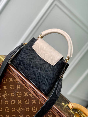 LV M21043 Louis Vuitton Capucines Mini Handbag Black / Greige Doux / Scarlet - Default Title - View 2