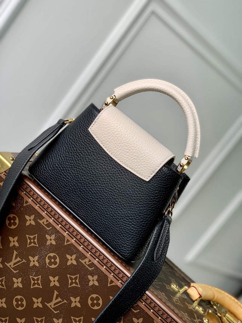 LV M21043 Louis Vuitton Capucines Mini Handbag Black / Greige Doux / Scarlet - Default Title - View 2