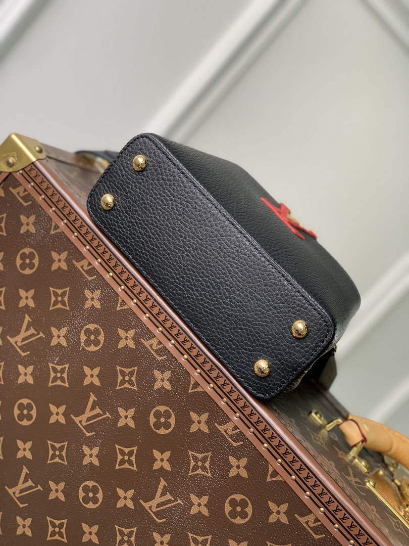 LV M21043 Louis Vuitton Capucines Mini Handbag Black / Greige Doux / Scarlet - Default Title - View 4