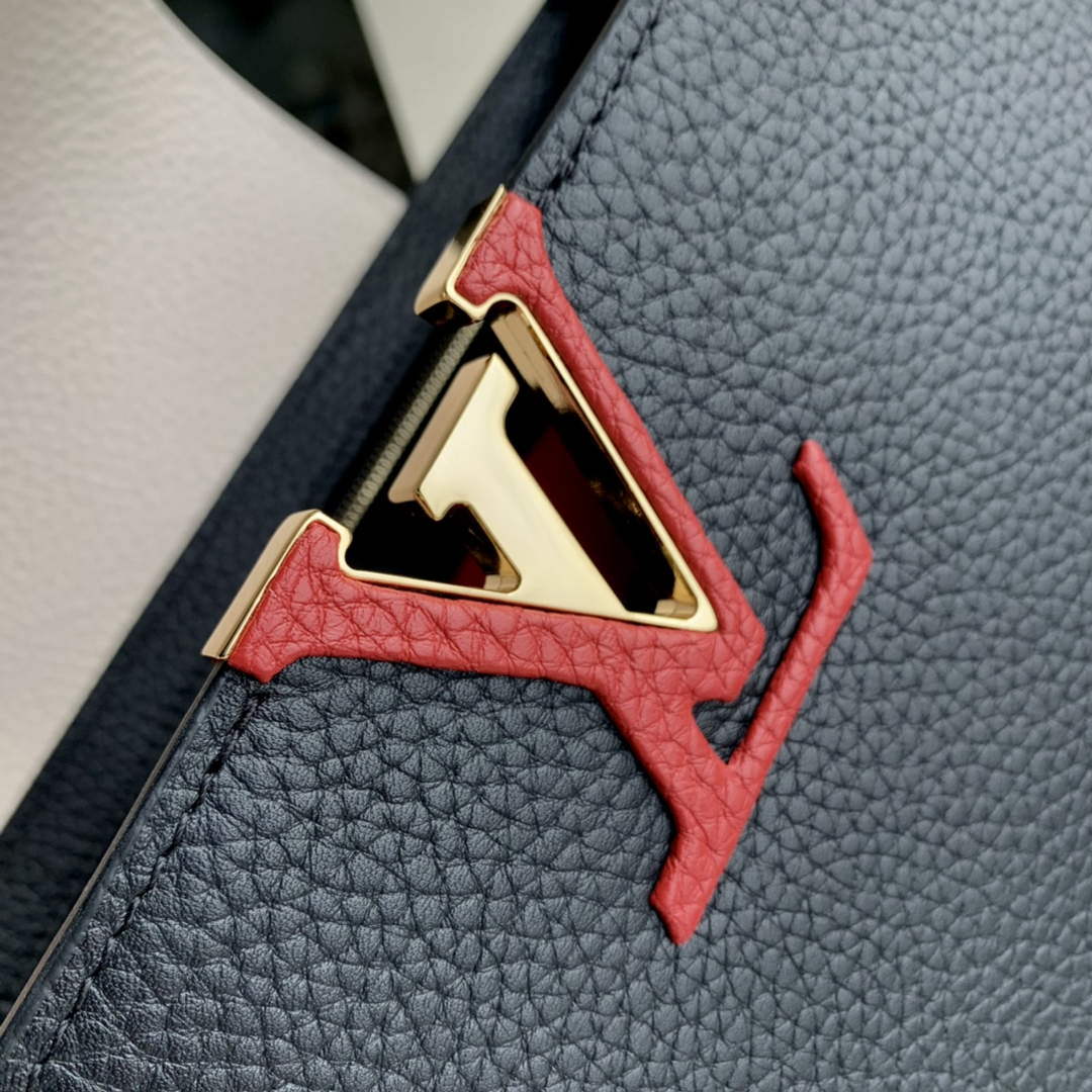 LV M21043 Louis Vuitton Capucines Mini Handbag Black / Greige Doux / Scarlet - Default Title - View 5