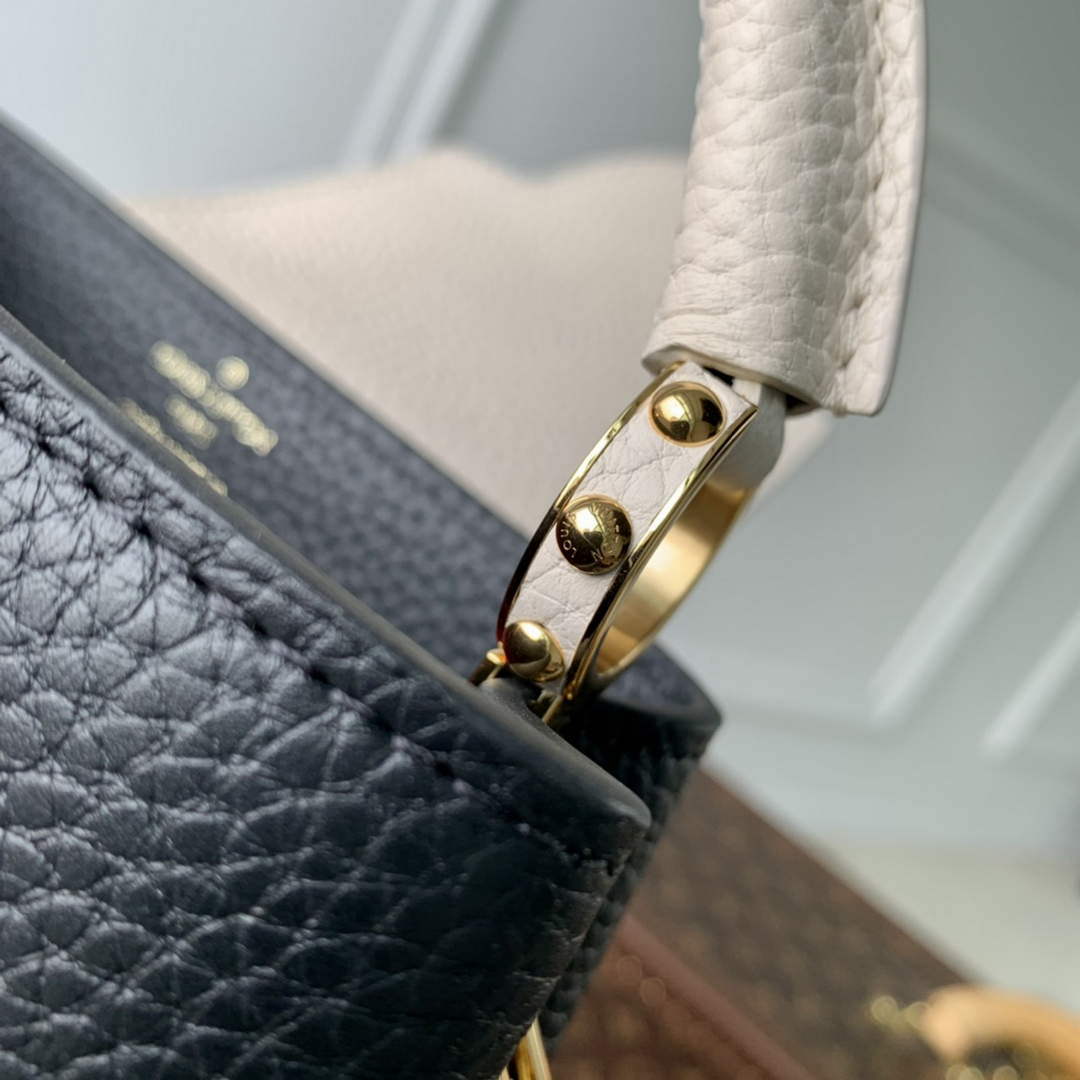 LV M21043 Louis Vuitton Capucines Mini Handbag Black / Greige Doux / Scarlet - Default Title - View 9