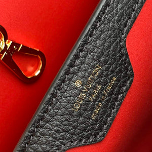 LV M21043 Louis Vuitton Capucines MM Handbag Black / Greige Doux / Scarlet - Default Title - View 9