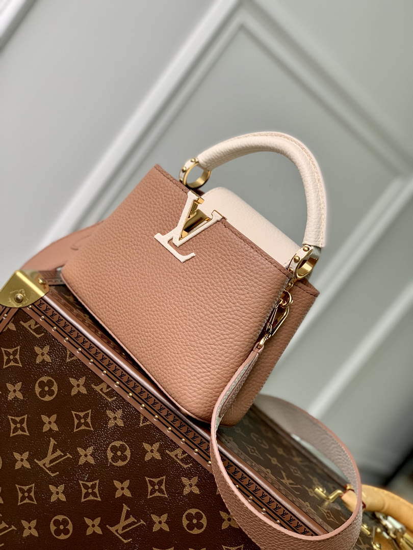 LV M21045 Louis Vuitton Capucines Mini Handbag Trianon Pink / Greige - Default Title - View 3