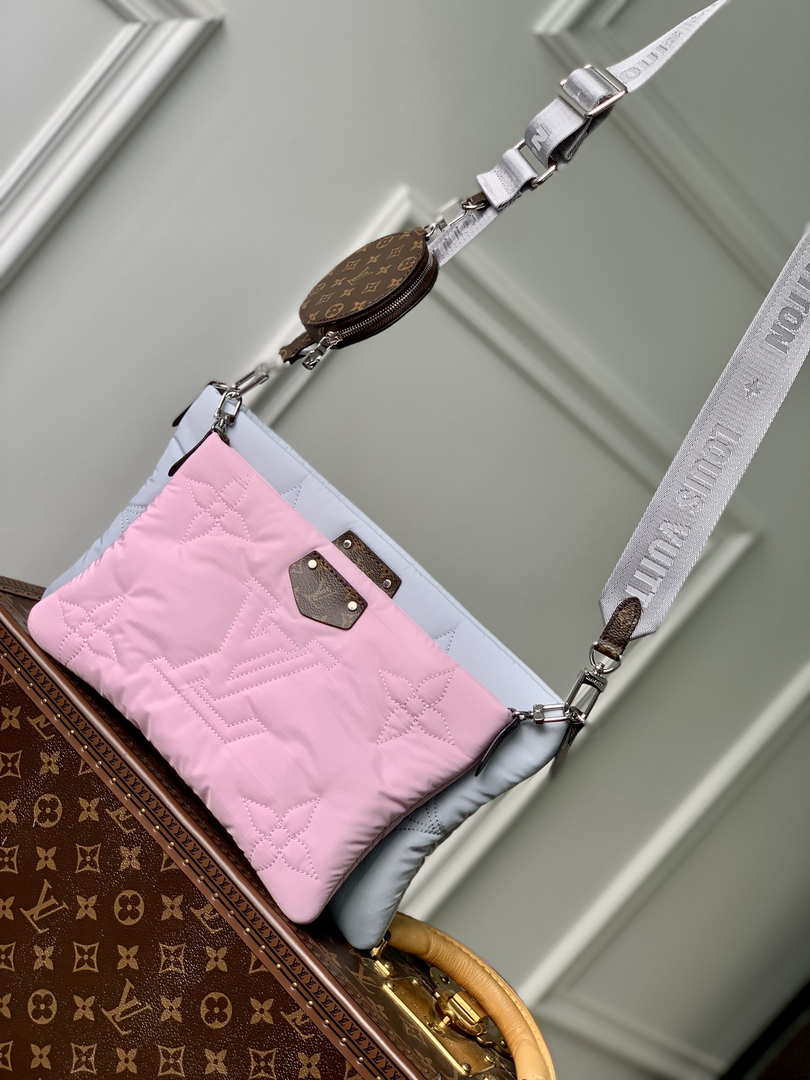 LV M21056 Louis Vuitton Maxi Multi Pochette Accessoires Bag M58977 Silver and Pale Pink - Default Title - View 1