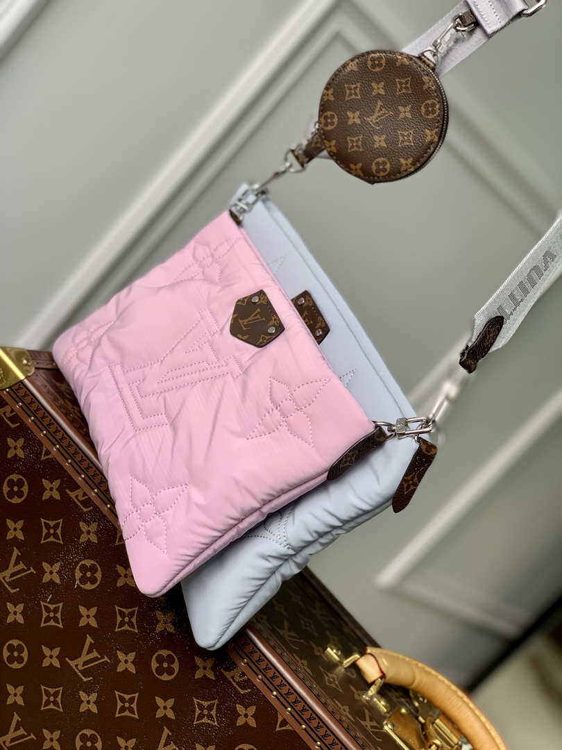 LV M21056 Louis Vuitton Maxi Multi Pochette Accessoires Bag M58977 Silver and Pale Pink - Default Title - View 2