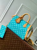LV M21108 Louis Vuitton Speedy P9 Bandouliere 30 Bag Monogram Leather Fluorescent Lake Blue