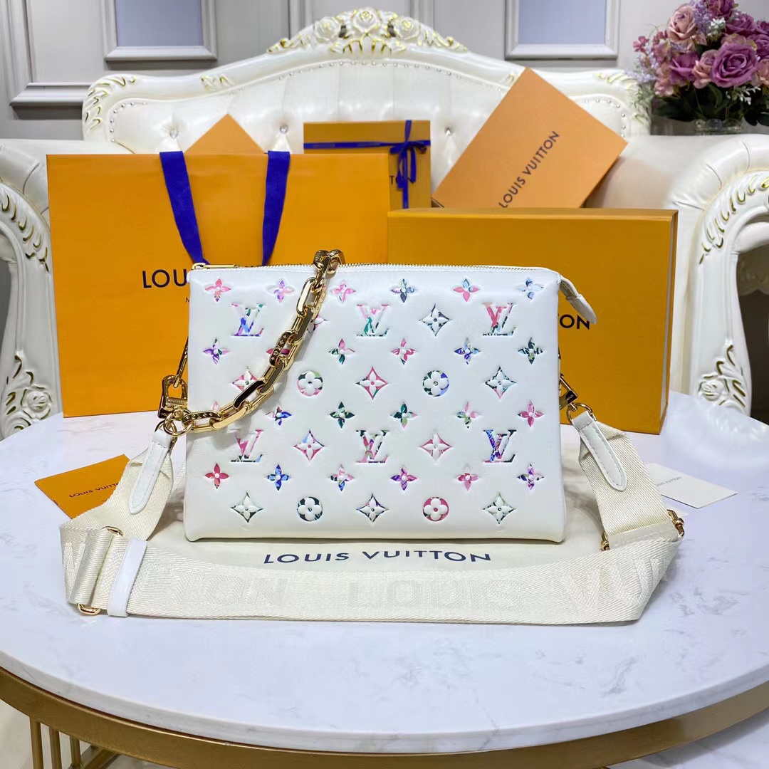 LV M21209 Louis Vuitton Coussin PM Handbag White and Pink - Default Title - View 1