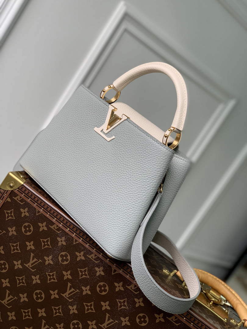 LV M21296 Louis Vuitton Capucines BB Handbag Steeple Gray / Greige - Default Title - View 3