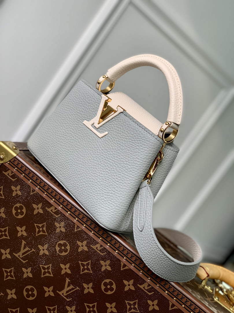 LV M21296 Louis Vuitton Capucines Mini Handbag Steeple Gray / Greige - Default Title - View 3