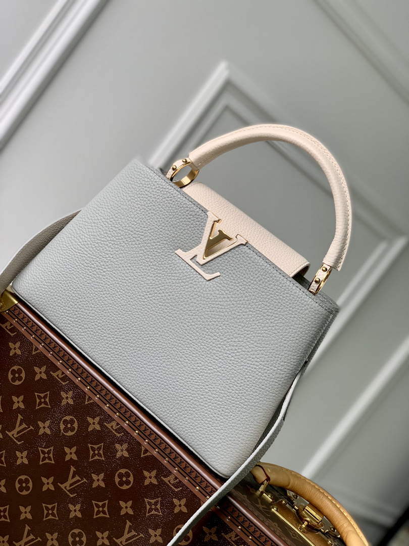 LV M21296 Louis Vuitton Capucines MM Bag Steeple Gray / Greige