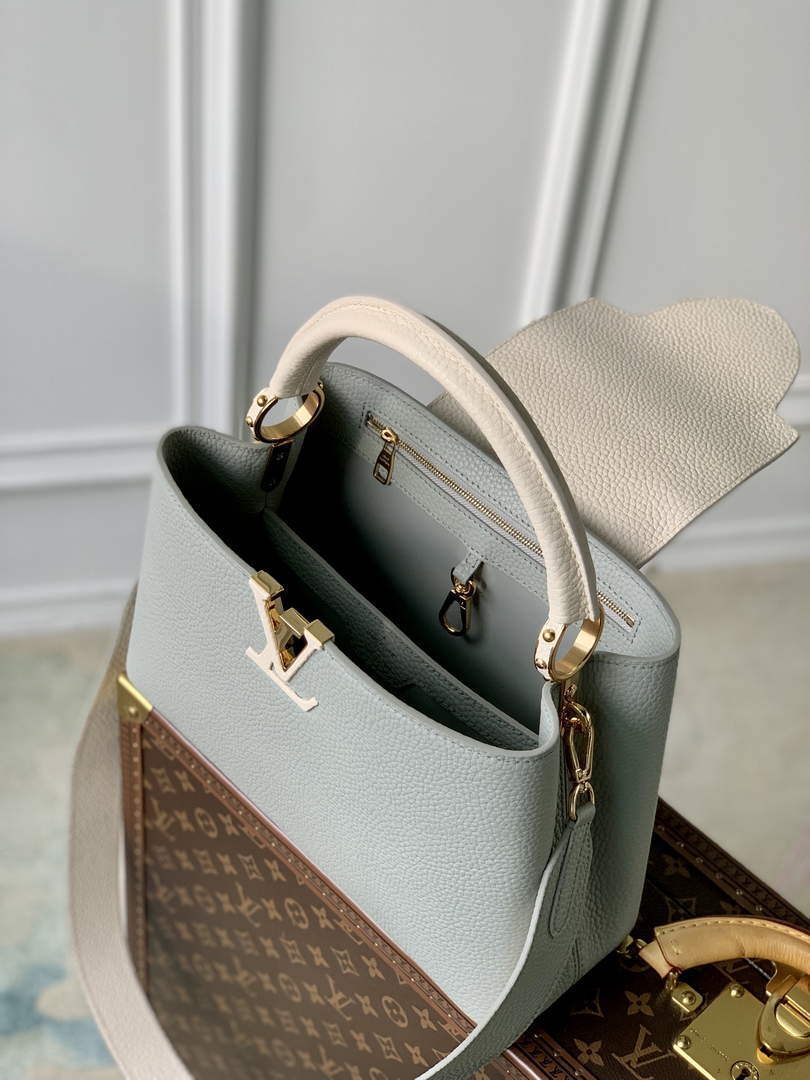 LV M21296 Louis Vuitton Capucines MM Bag Steeple Gray / Greige - Default Title - View 8