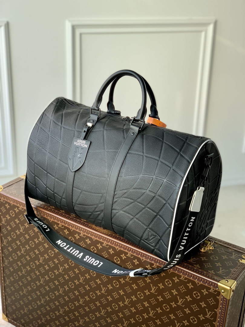 LV M21382 Louis Vuitton Keepall Bandouliere 50 Bag Black - Default Title - View 3