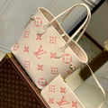 LV M21579 Louis Vuitton Neverfull MM Tote Bag M46649 Monogram Empreinte Leather Cream Pink - Default Title - View 1