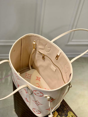 LV M21579 Louis Vuitton Neverfull MM Tote Bag M46649 Monogram Empreinte Leather Cream Pink - Default Title - View 8