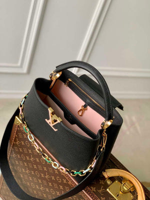 LV M21641 Louis Vuitton Capucines MM Handbag Black - Default Title - View 8