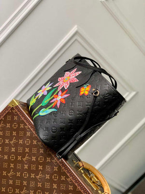 LV M21733 Louis Vuitton LV x YK Neverfull MM Bag Black - Default Title - View 2