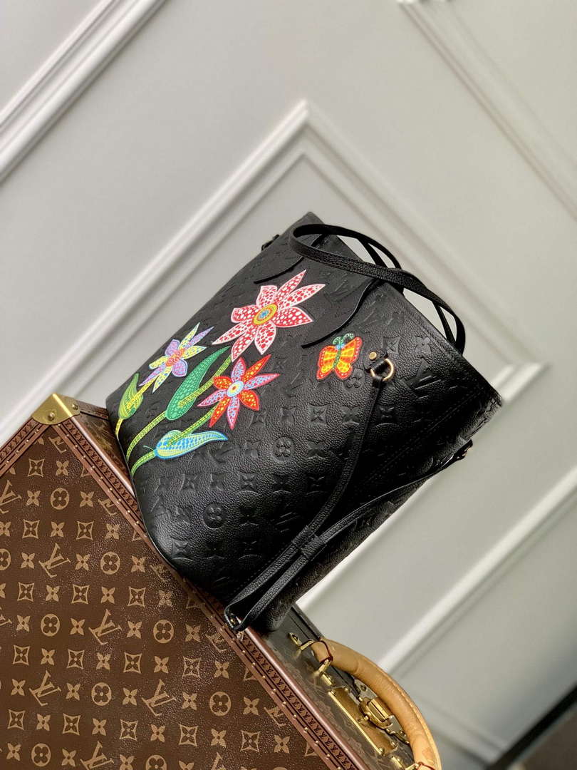 LV M21733 Louis Vuitton LV x YK Neverfull MM Bag Black - Default Title - View 2