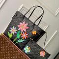 LV M21733 Louis Vuitton LV x YK Neverfull MM Bag Black - Default Title - View 1