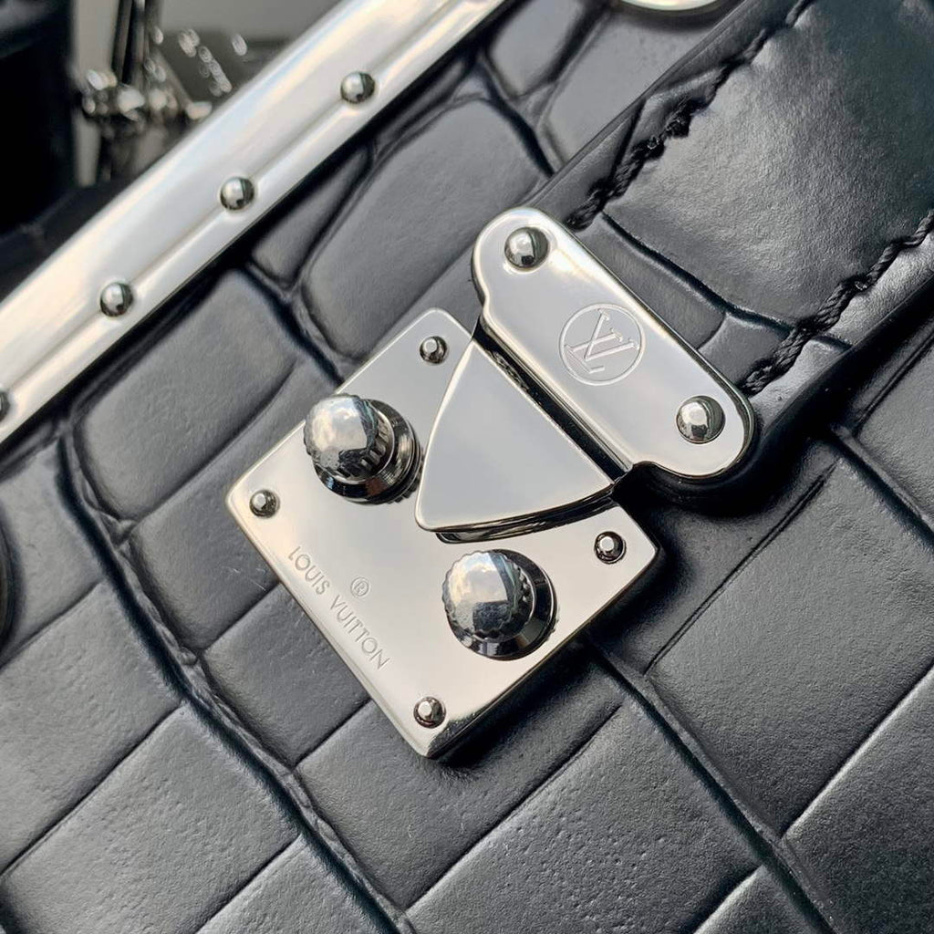 LV M21741 Louis Vuitton Side Trunk PM Bag Black Crocodile pattern