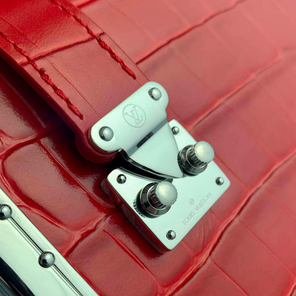 LV M21741 Louis Vuitton Side Trunk PM Bag Red Crocodile pattern