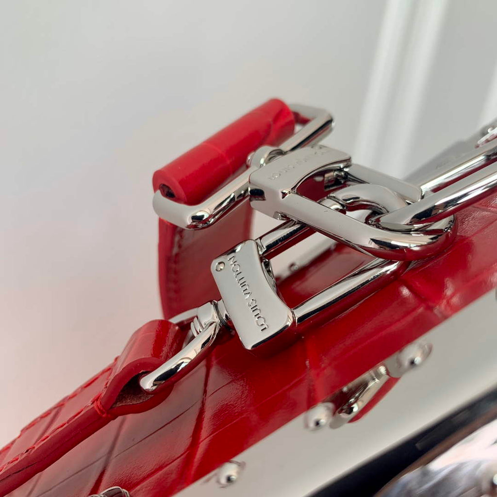 LV M21741 Louis Vuitton Side Trunk PM Bag Red Crocodile pattern