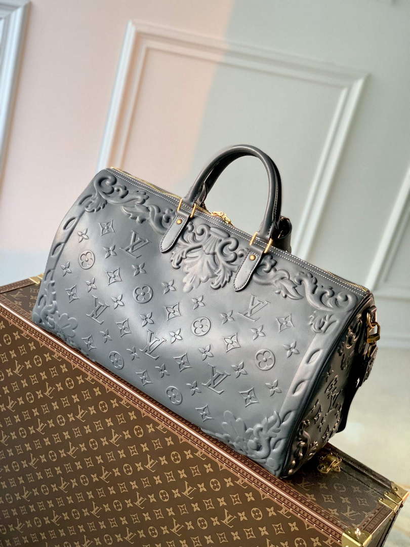 LV M21845 Louis Vuitton Keepall Bandouliere 50 Bag Dark Shadow Grey