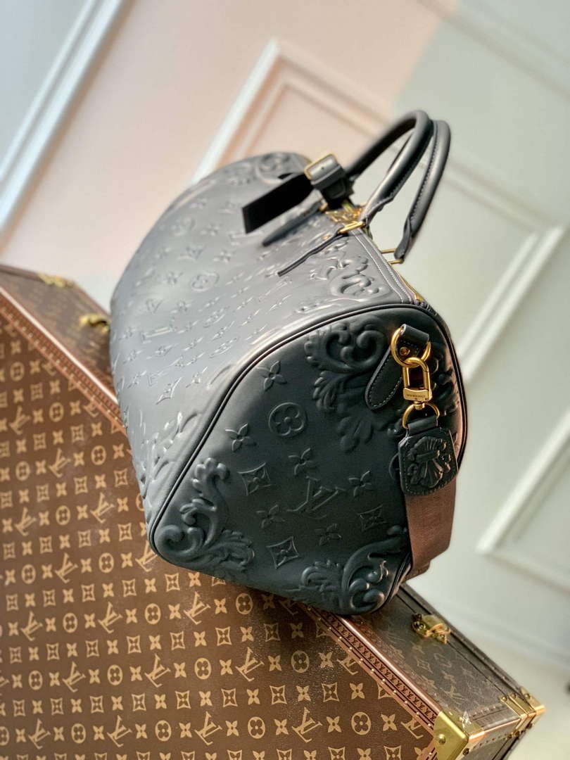 LV M21845 Louis Vuitton Keepall Bandouliere 50 Bag Dark Shadow Grey