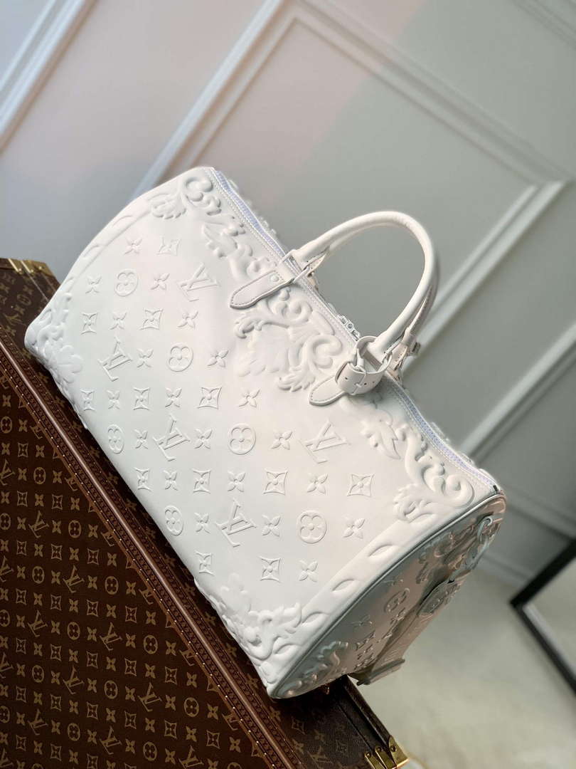 LV M21845 Louis Vuitton Keepall Bandouliere  50 Bag Optic White