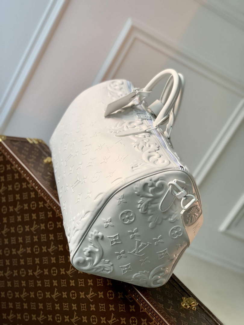 LV M21845 Louis Vuitton Keepall Bandouliere  50 Bag Optic White