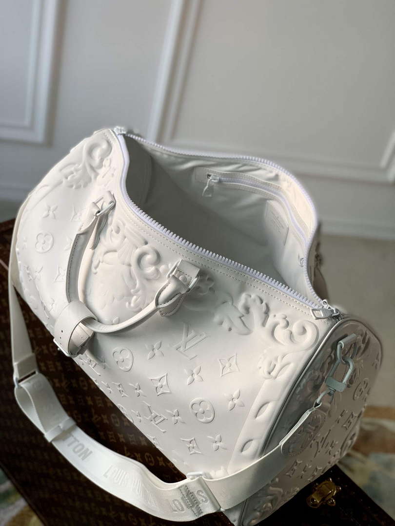 LV M21845 Louis Vuitton Keepall Bandouliere  50 Bag Optic White