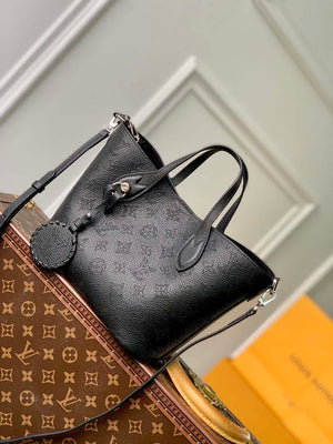 LV M21848 Louis Vuitton Blossom PM Mahina Tote Bag Black - Default Title - View 2