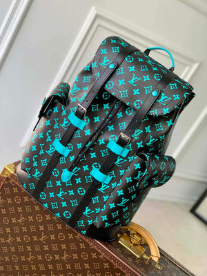 LV M21936 Louis Vuitton LV x YK  Christopher MM Backpack Monogram Black and Blue - Default Title - View 1