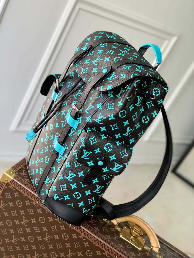 LV M21936 Louis Vuitton LV x YK  Christopher MM Backpack Monogram Black and Blue