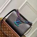 LV M22028 Louis Vuitton Twist MM Bag Epi Leather Black - Default Title - View 1