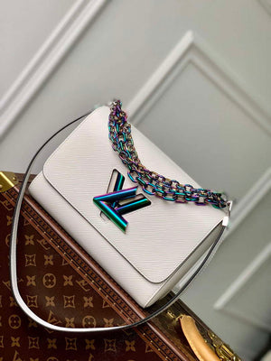 LV M22029 Louis Vuitton Twist MM Bag Epi Leather White - Default Title - View 1