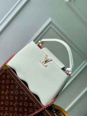 LV M22121 Louis Vuitton Capucines MM Handbag Snow White - Default Title - View 1
