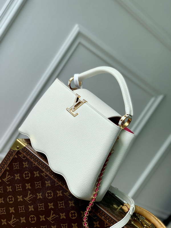 LV M22121 Louis Vuitton Capucines MM Handbag Snow White - Default Title - View 2
