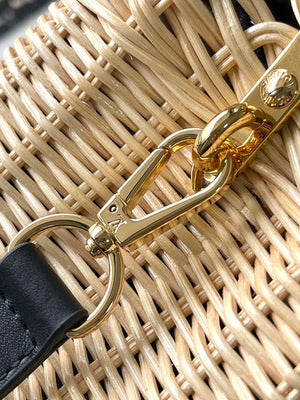 LV M48865 Louis Vuitton Capucines BB Handbag Straw Leather Beige Black - Default Title - View 6