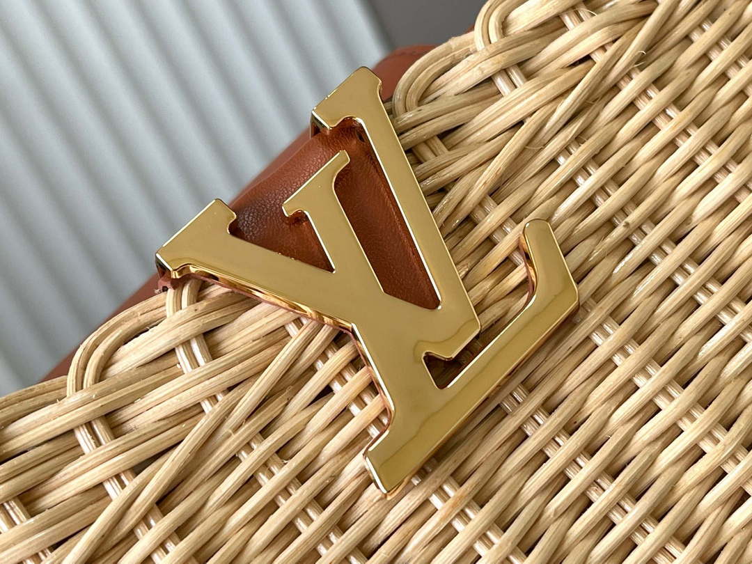 LV M22173 Louis Vuitton Capucines BB Handbag Straw Leather Beige Tan - Default Title - View 4
