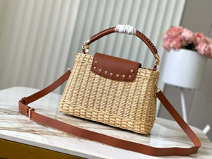 LV M22173 Louis Vuitton Capucines BB Handbag Straw Leather Beige Tan - Default Title - View 9