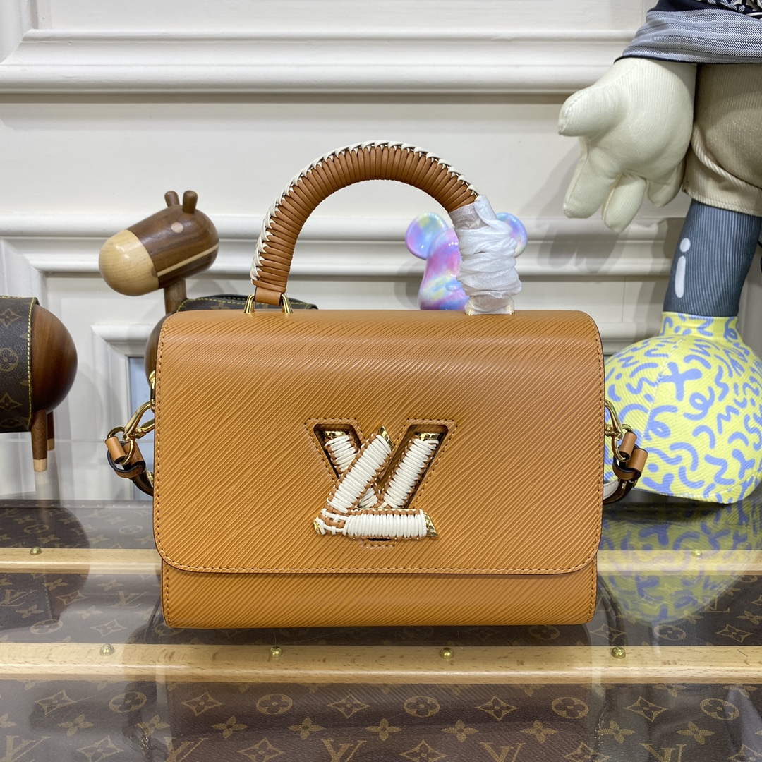 LV M22229 Louis Vuitton Twist MM Handbag Honey Gold - Default Title - View 1