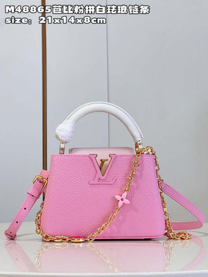 LV M22375 Louis Vuitton Capucines Mini Rose Chamallow Pink - Default Title - View 1