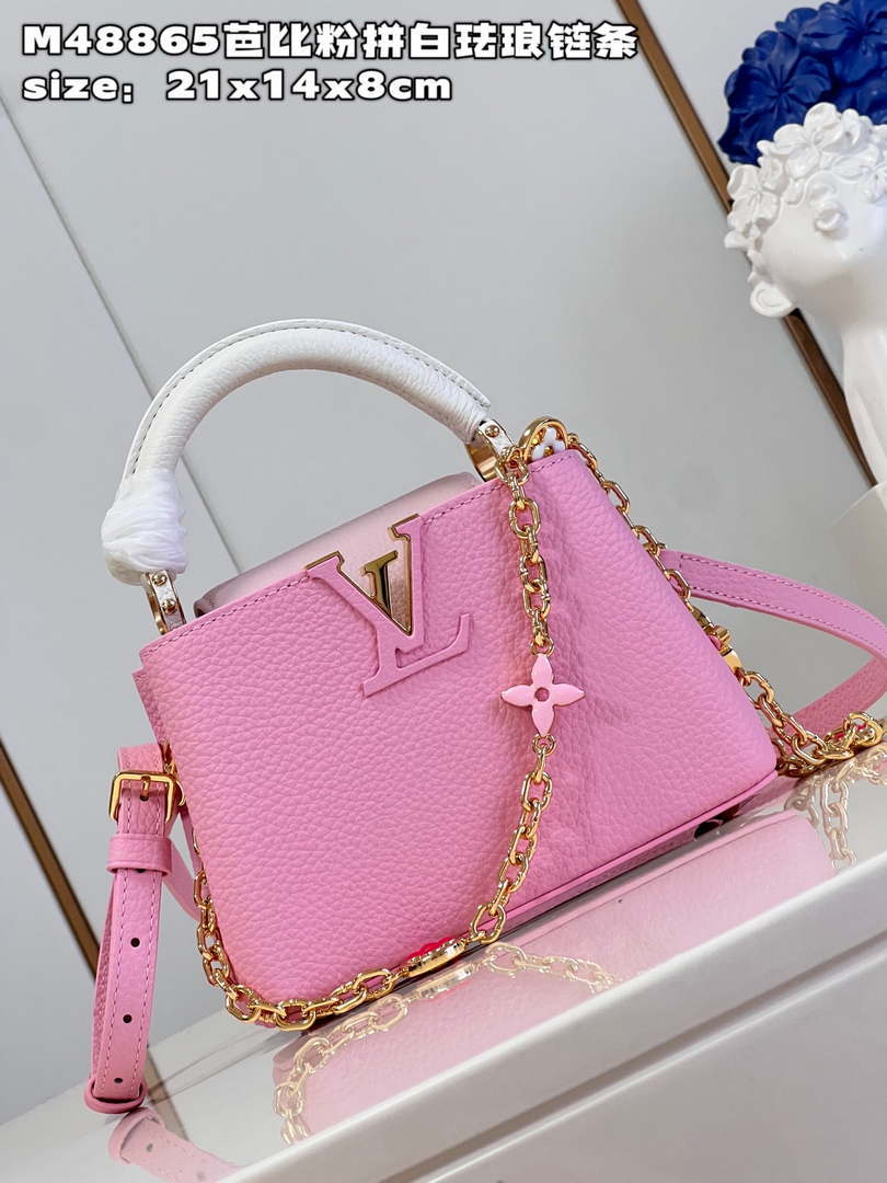 LV M22375 Louis Vuitton Capucines Mini Rose Chamallow Pink - Default Title - View 2