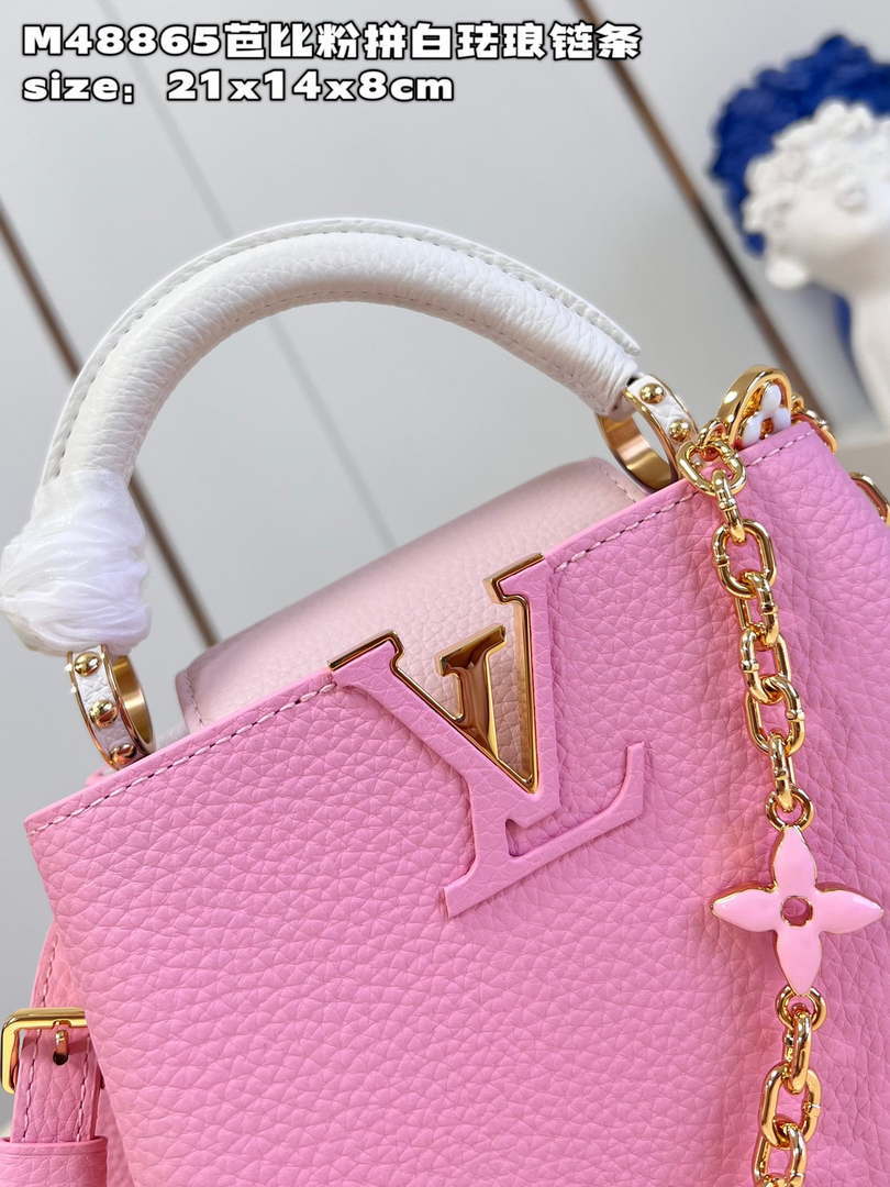 LV M22375 Louis Vuitton Capucines Mini Rose Chamallow Pink - Default Title - View 3