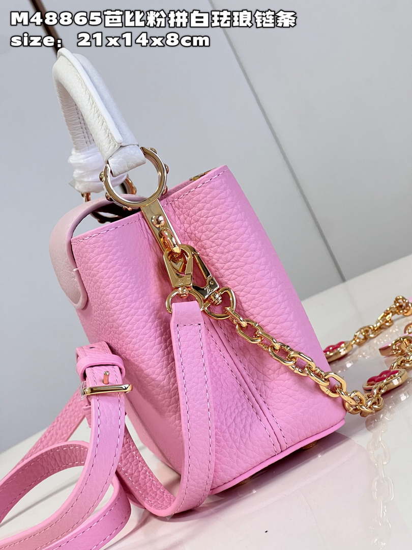 LV M22375 Louis Vuitton Capucines Mini Rose Chamallow Pink - Default Title - View 5