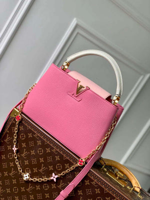 LV M22375 Louis Vuitton Capucines MM Handbag Pink - Default Title - View 1