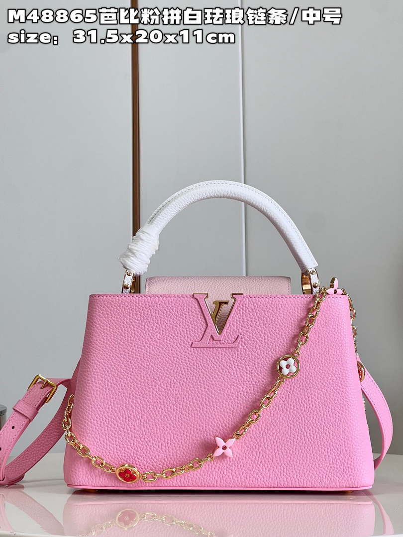 LV M22375 Louis Vuitton Capucines MM Rose Chamallow Pink - Default Title - View 1