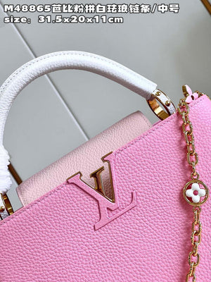 LV M22375 Louis Vuitton Capucines MM Rose Chamallow Pink - Default Title - View 3