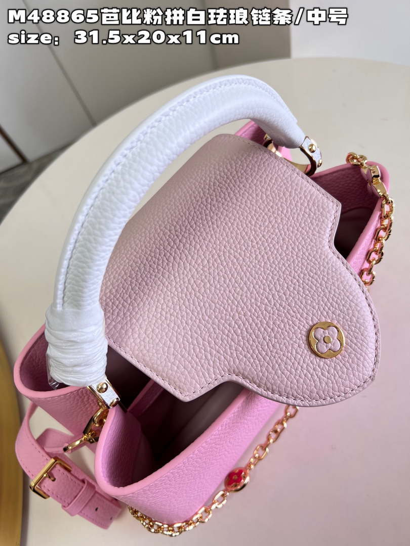 LV M22375 Louis Vuitton Capucines MM Rose Chamallow Pink - Default Title - View 4