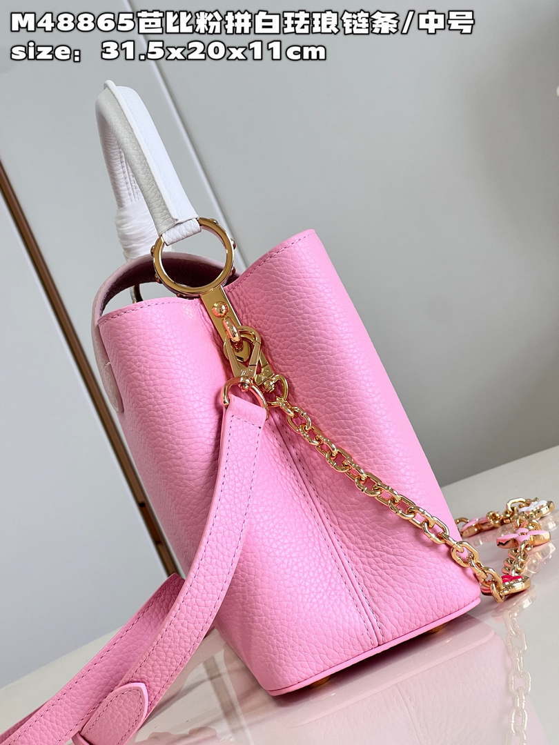 LV M22375 Louis Vuitton Capucines MM Rose Chamallow Pink - Default Title - View 5
